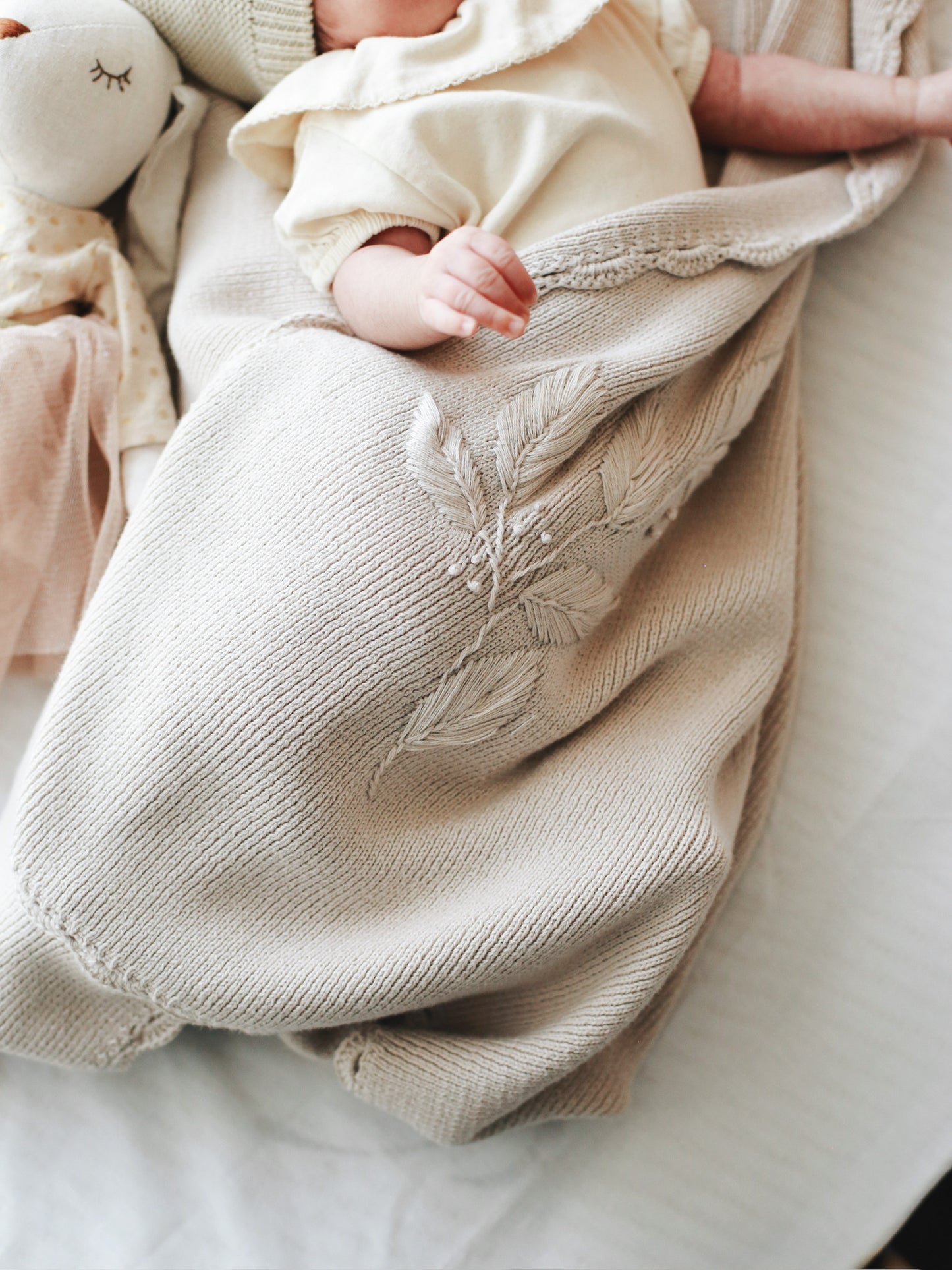 Strickdecke aus 100% Baumwolle | Beige